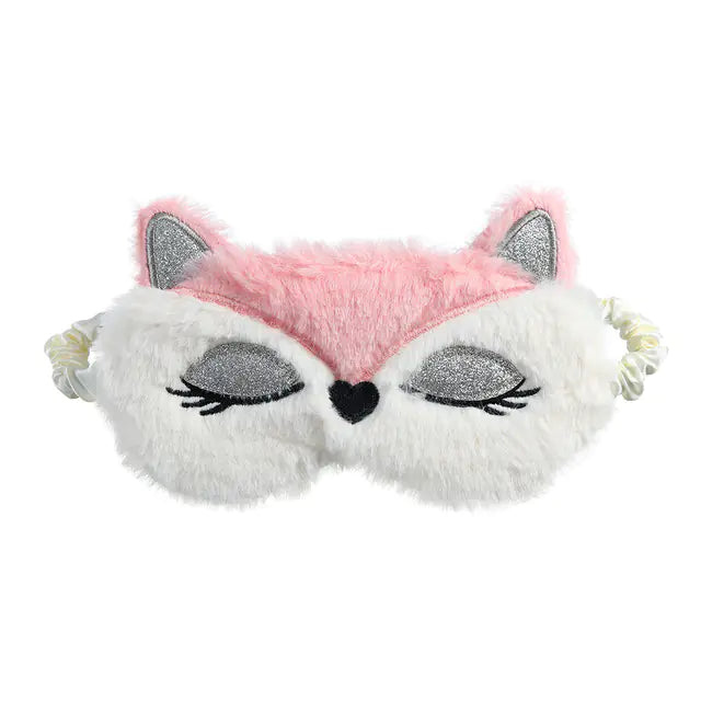 Kawaii Plush Sleeping Fox Eye Mask for Kids and Students